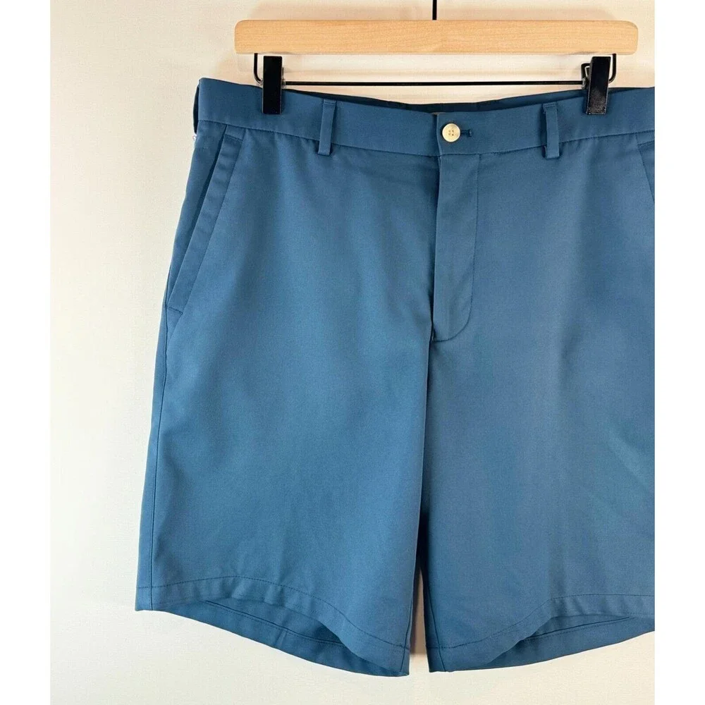 Peter Millar Wicking Men Shorts Blue Chino Crown Sport Golf Performance Size 34